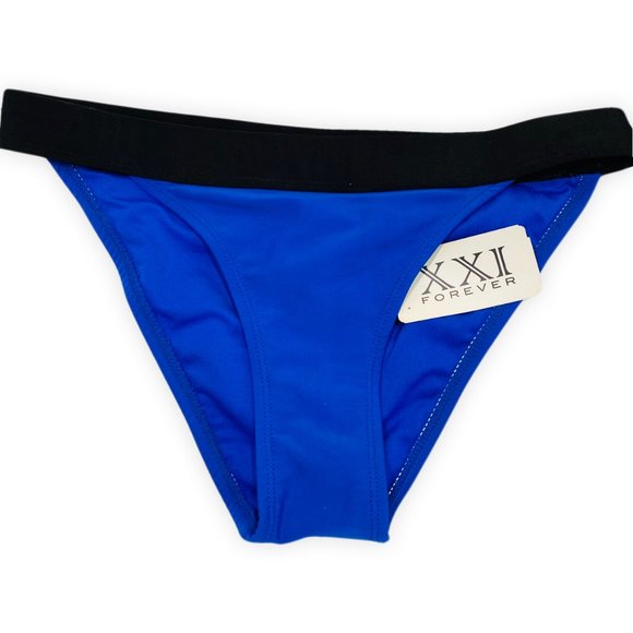 Royal Blue & Black Elasticated Waistband Bottom Swimwear - Picture 1 of 3